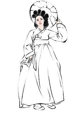 전신 PSD 한국전통 여자 일러스트 캘리그라피 한명 서기 들기 성인 한국인 전통의상 한복 기생 기생갓 국내일러스트 직업 1 전통 모션 한국 사람 동양인 갓_모자 파일형식