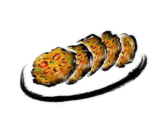 PSD 접시 한식 음식 일러스트 캘리그라피 사람없음 여러개 동그랑땡 전 국내일러스트 식기 다수 파일형식