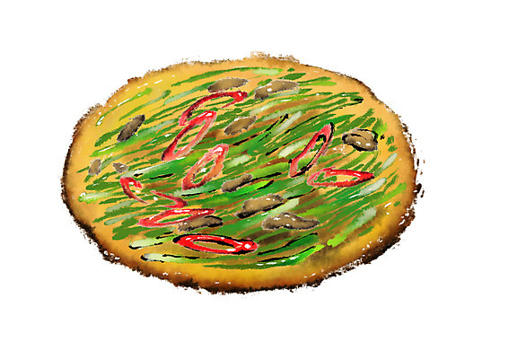 PSD 한식 음식 일러스트 캘리그라피 사람없음 전 파전 국내일러스트 부침개 파일형식