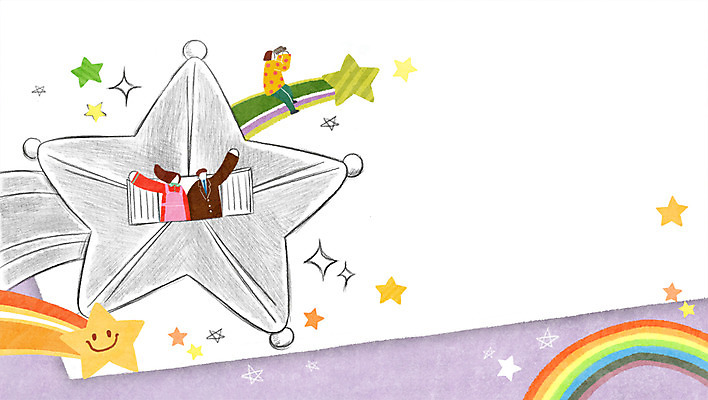 PSD 여자 남자 별 무지개 일러스트 창문 성인 세명 희망 망원경 프레임일러스트 국내일러스트 자연요소 감정 프레임 사람 파일형식