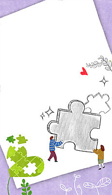 PSD 여자 남자 일러스트 나뭇잎 사각프레임 프레임 광고판 성인 두명 새싹 희망 하트 퍼즐조각 프레임일러스트 국내일러스트 모양 식물 감정 조각 잎 알림판 사람 사각형 퍼즐 판 파일형식