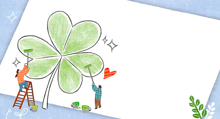 PSD 여자 남자 일러스트 사다리 나뭇잎 사각프레임 프레임 광고판 성인 두명 새싹 희망 하트 클로버 페인트통 페인트롤러 프레임일러스트 국내일러스트 모양 식물 감정 잎 알림판 통 사람 사각형 페인트 도구 판 파일형식