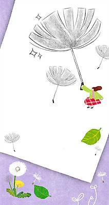 PSD 여자 일러스트 나뭇잎 한명 성인 새싹 희망 민들레 민들레홀씨 프레임일러스트 국내일러스트 식물 1 꽃 감정 잎 프레임 사람 파일형식