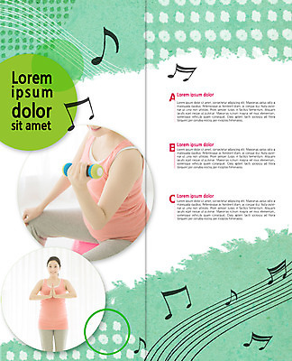 PSD 템플릿 편집 표지디자인 북디자인 출판디자인 여자 내지 리플렛 다이어트 2단접지 북커버 음표 요가 서기 앉기 팜플렛 상반신 성인 두명 30대 민소매 운동 임산부 아령 한국인 오선지 태교 합장 이미지템플릿 기호 웰빙 음악 상의 모션 건강 사람 동양인 손짓 장년 임신 악보 오선 파일형식