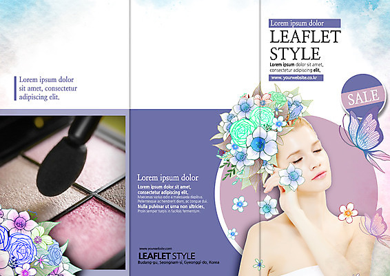 PSD 서양인 템플릿 편집 표지디자인 북디자인 출판디자인 여자 표지 꽃 리플렛 나비 북커버 3단접지 한명 이벤트 팜플렛 상반신 20대 성인 쇼핑 화장 뷰티 세일 눈감음 화장품 아이섀도 섀도우브러쉬 이미지템플릿 외국인 식물 1 곤충 모션 사람 청년 메이크업브러쉬 파일형식