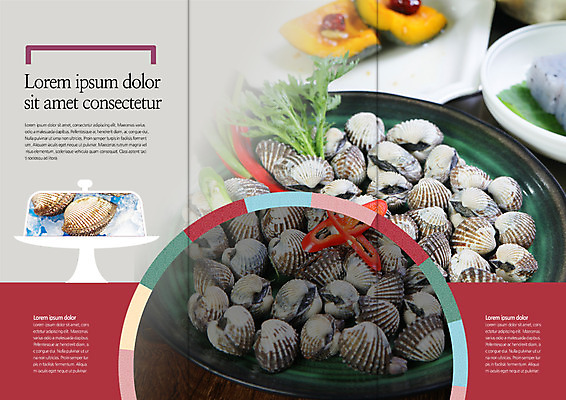 PSD 템플릿 편집 접시 표지디자인 북디자인 출판디자인 내지 한식 리플렛 북커버 3단접지 고추 호박 조개 팜플렛 사람없음 쑥갓 꼬막 이미지템플릿 식기 음식 채소 어패류 파일형식