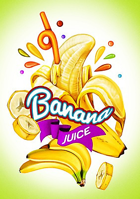 PSD 음료 과일 일러스트 바나나 빨대 사람없음 라벨 주스 물방울 바나나주스 트로피컬아트 국내일러스트 프레임 과일주스 그림 파일형식