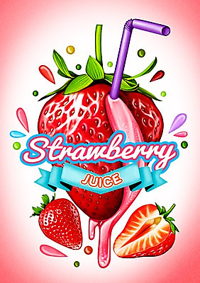 PSD 음료 과일 일러스트 빨대 사람없음 라벨 주스 물방울 딸기주스 국내일러스트 프레임 과일주스 파일형식