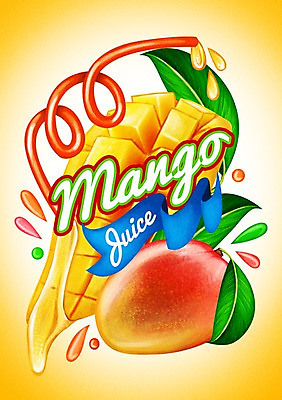 PSD 음료 과일 일러스트 빨대 사람없음 라벨 주스 물방울 망고 망고주스 국내일러스트 프레임 과일주스 열대과일 파일형식