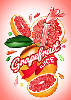 PSD 음료 과일 일러스트 빨대 사람없음 라벨 주스 물방울 자몽 자몽주스 국내일러스트 프레임 과일주스 파일형식