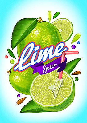 PSD 음료 과일 일러스트 빨대 사람없음 라벨 주스 물방울 라임 라임주스 트로피컬아트 국내일러스트 프레임 과일주스 그림 파일형식