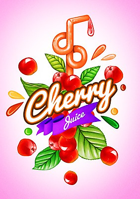 PSD 음료 과일 일러스트 빨대 사람없음 라벨 주스 물방울 앵두 국내일러스트 열매 프레임 파일형식