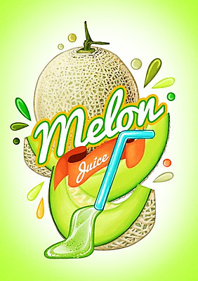 PSD 음료 과일 일러스트 빨대 사람없음 라벨 주스 물방울 멜론 멜론주스 국내일러스트 프레임 과일주스 파일형식