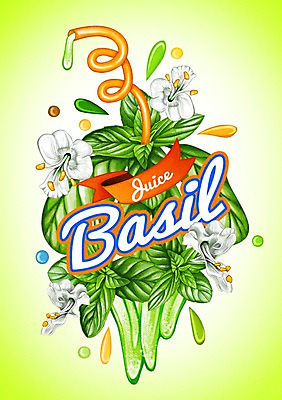 PSD 꽃 음료 채소 일러스트 나뭇잎 빨대 사람없음 라벨 주스 물방울 바질 국내일러스트 식물 잎 프레임 파일형식