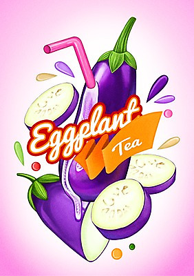 PSD 음료 채소 일러스트 가지 빨대 사람없음 라벨 주스 물방울 국내일러스트 프레임 파일형식