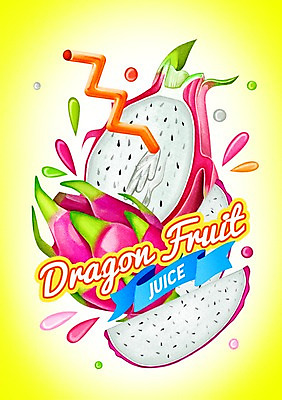 PSD 음료 과일 일러스트 빨대 사람없음 라벨 주스 물방울 용과 국내일러스트 프레임 파일형식