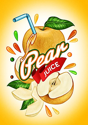 PSD 음료 과일 일러스트 빨대 사람없음 라벨 주스 물방울 배 국내일러스트 프레임 파일형식