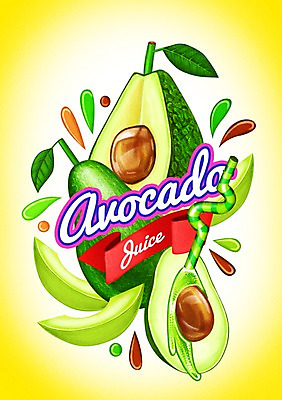 PSD 음료 일러스트 빨대 사람없음 라벨 주스 물방울 아보카도 국내일러스트 과일 프레임 파일형식
