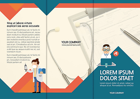 템플릿 편집 표지디자인 북디자인 출판디자인 표지 남자 리플렛 북커버 3단접지 의학 청진기 주사기 마스크 팜플렛 성인 두명 책 노트북 펜 의사 서류판 이미지템플릿 AI파일 의료기기 사람 전자제품 필기구 사무용품 의료진 파일형식 벡터