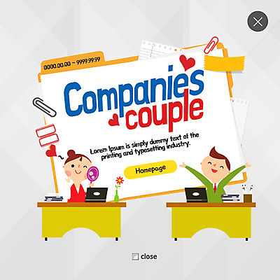 PSD 템플릿 커플 여자 남자 웹템플릿 팝업 이벤트팝업 웹팝업 사랑 성인 두명 노트북 꽃병 하트 책상 연필꽂이 클립 손거울 레이어팝업 이미지템플릿 모양 꽃 감정 가구 관계 문구용품 사람 전자제품 거울 파일형식