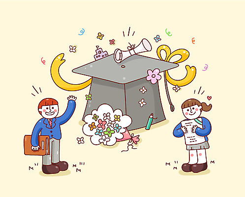 학생 여자 남자 교복 꽃다발 일러스트 학사모 졸업 학교 청소년 새출발 새로움 졸업식 졸업생 두명 연필 졸업장 설레임 국내일러스트 AI파일 모자_잡화 옷 교육 꽃 감정 컨셉 학용품 사람 필기구 출발 파일형식 벡터