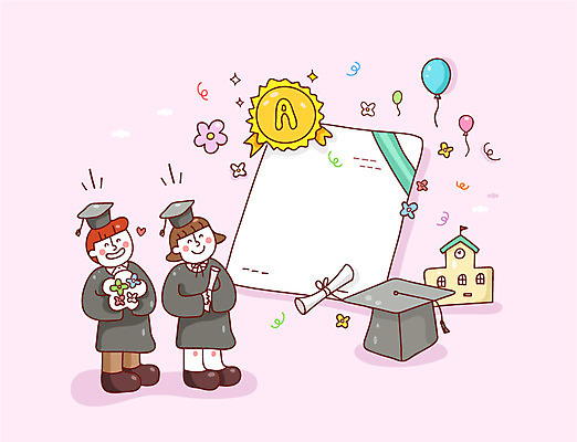 여자 남자 꽃 대학생 꽃다발 일러스트 학사모 졸업 학교 새출발 새로움 졸업식 졸업생 성인 두명 졸업가운 졸업장 풍선 설레임 국내일러스트 AI파일 식물 모자_잡화 학생 교육 감정 컨셉 사람 가운 출발 파일형식 벡터