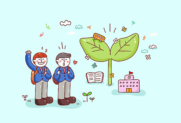 구름 학생 남자 교복 일러스트 학교 청소년 새출발 새로움 버스 책가방 두명 책 새싹 입학 입학식 설레임 입학생 국내일러스트 AI파일 자연요소 식물 옷 교육 감정 육상교통 컨셉 가방 대중교통 사람 출발 파일형식 벡터