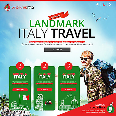 PSD 외국인 템플릿 남자 여행 웹템플릿 비행기 이벤트페이지 한명 이벤트 성인 이탈리아 박물관 피사의사탑 콜로세움 랜드마크 이탈리아국기 이미지템플릿 1 유럽 항공교통 대중교통 사람 인종 세계문화유산 국기 로마 페이지 파일형식