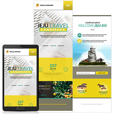 PSD 템플릿 여행 웹템플릿 모바일 귤 사람없음 제주도 말_동물 돌하르방 모바일템플릿 모바일웹 랜드마크 제주도여행 이미지템플릿 과일 포유류 한국 파일형식