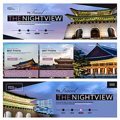 PSD 템플릿 배너 여행 웹템플릿 야경 한국 사람없음 궁전 문화재 경복궁 랜드마크 이벤트배너 웹배너 이미지템플릿 아시아 고건축 야간 파일형식 풍경_경치