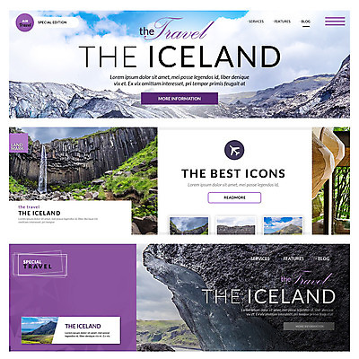PSD 템플릿 배너 여행 웹템플릿 자연 하늘 산 아이슬란드 초원 사람없음 폭포 랜드마크 이벤트배너 웹배너 이미지템플릿 유럽 생태계 파일형식
