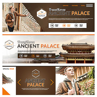 PSD 외국인 템플릿 배너 남자 여행 웹템플릿 한국 성인 두명 노을 궁전 문화재 경복궁 랜드마크 이벤트배너 웹배너 이미지템플릿 자연요소 아시아 고건축 사람 인종 파일형식