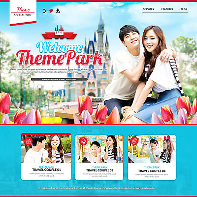 PSD 템플릿 커플 여자 남자 여행 웹템플릿 이벤트페이지 이벤트 여러명 성인 놀이공원 한국인 튤립 머리띠 랜드마크 이미지템플릿 꽃 다수 장신구 관계 사람 동양인 테마파크 페이지 파일형식