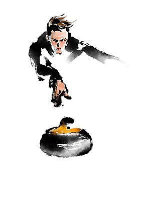 PSD 남자 스포츠 일러스트 캘리그라피 운동선수 한명 상반신 컬링 컬링선수 국내일러스트 1 겨울스포츠 사람 파일형식