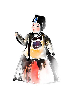 전신 PSD 한국전통 여자 어린이 일러스트 캘리그라피 한명 서기 한국인 전통의상 한복 조바위 국내일러스트 1 전통 모션 전통소품 한국 사람 동양인 파일형식