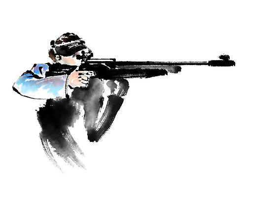 PSD 여자 스포츠 일러스트 캘리그라피 한명 들기 상반신 사격 조준 장총 사격수 국내일러스트 1 모션 사람 총 파일형식