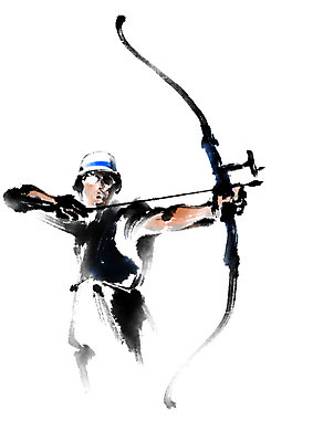 PSD 스포츠 일러스트 캘리그라피 운동선수 한명 들기 사람 상반신 활 양궁 조준 양궁선수 국내일러스트 1 모션 파일형식