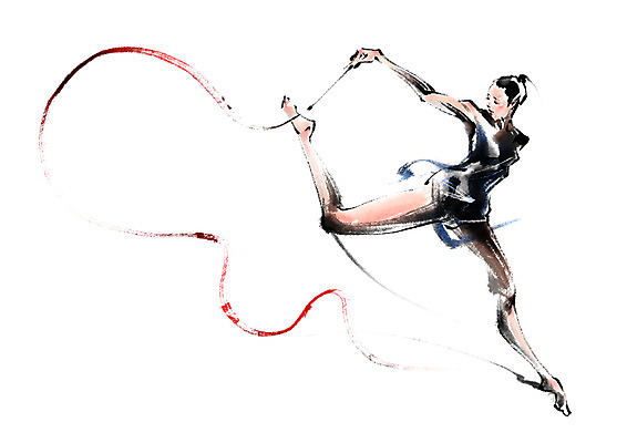 전신 PSD 여자 리본 스포츠 포즈 일러스트 캘리그라피 운동선수 한명 체조선수 체조 리본체조 국내일러스트 1 사람 운동 파일형식