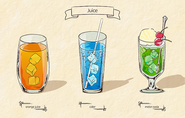 음료 생활용품 일러스트 잔 빨대 사람없음 얼음 체리 오렌지주스 오브젝트 메론소다 사이다 국내일러스트 AI파일 자연요소 식기 과일 과일주스 파일형식 벡터