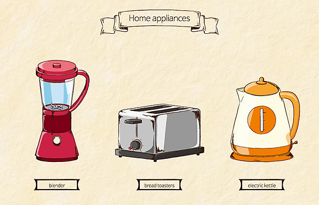 생활용품 일러스트 사람없음 가전제품 믹서 오브젝트 전기포트 토스트기 국내일러스트 AI파일 파일형식 벡터