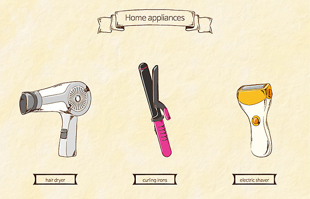 생활용품 일러스트 사람없음 가전제품 드라이어 오브젝트 고데기 전기면도기 국내일러스트 AI파일 미용용품 헤어용품 파일형식 벡터