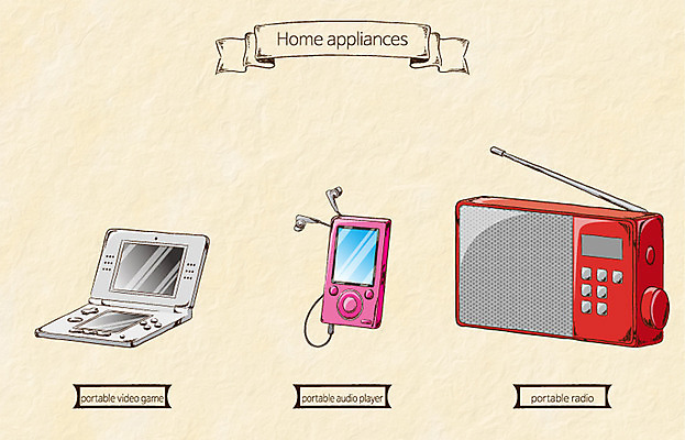 생활용품 일러스트 사람없음 가전제품 MP3 오브젝트 라디오 휴대용게임기 국내일러스트 AI파일 전자제품 휴대용 게임기 파일형식 벡터