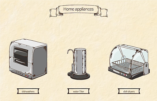 생활용품 일러스트 사람없음 가전제품 오브젝트 건조기 식기세척기 필터 국내일러스트 AI파일 기계 파일형식 벡터