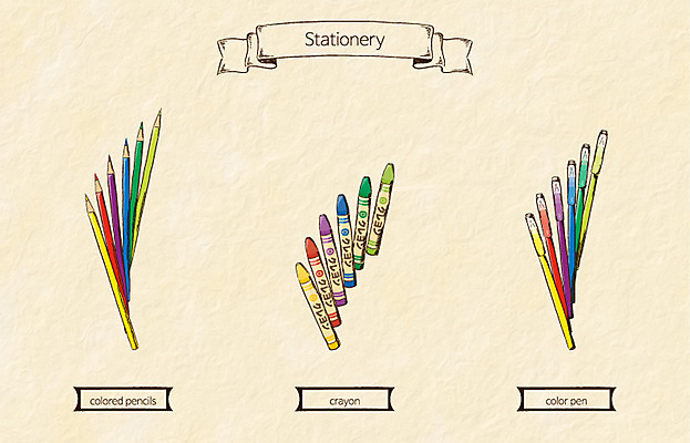 생활용품 일러스트 문구용품 색연필 사람없음 펜 오브젝트 크레파스 색깔펜 국내일러스트 AI파일 학용품 필기구 파일형식 벡터
