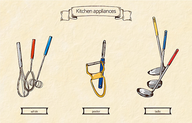 생활용품 일러스트 주방용품 사람없음 오브젝트 국자 거품기 감자칼 국내일러스트 AI파일 칼 파일형식 벡터