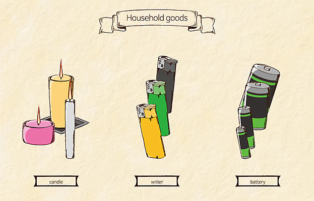 잡화 생활용품 일러스트 초 사람없음 건전지 오브젝트 라이터 국내일러스트 AI파일 파일형식 벡터