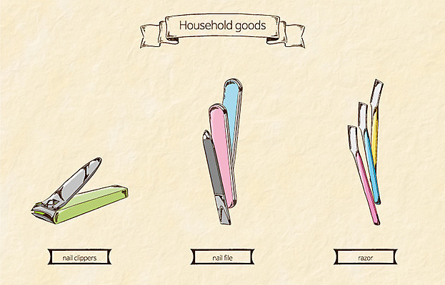 잡화 생활용품 일러스트 사람없음 오브젝트 여성용 면도기 네일버퍼 손톱깎이 국내일러스트 AI파일 위생용품 미용용품 파일형식 벡터