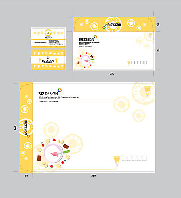 템플릿 음식 명함 명함템플릿 봉투 서류봉투 편지봉투 사람없음 세트 노란색 반죽 패키지 봉투템플릿 비즈디자인 봉투디자인 이미지템플릿 AI파일 컬러 편지 파일형식 벡터