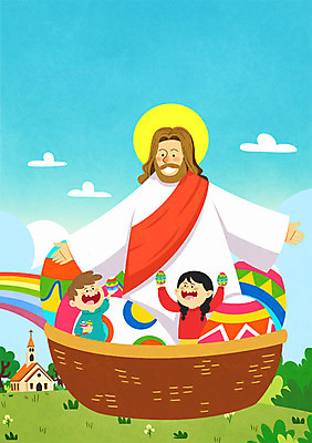 주간 PSD 구름 여자 남자 기독교 종교 어린이 무지개 일러스트 성인 야외 세명 교회 바구니 풀잎 예수 부활절계란 국내일러스트 자연요소 잎 종교건축 부활절 사람 건물 계란 풀_식물 신_종교 파일형식