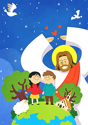 PSD 나무 여자 남자 기독교 종교 어린이 일러스트 밤하늘 부활절 성인 야외 세명 지구본 교회 하트 양 예수 야간 국내일러스트 자연요소 모양 식물 기념일 포유류 종교건축 하늘 사람 건물 신_종교 파일형식